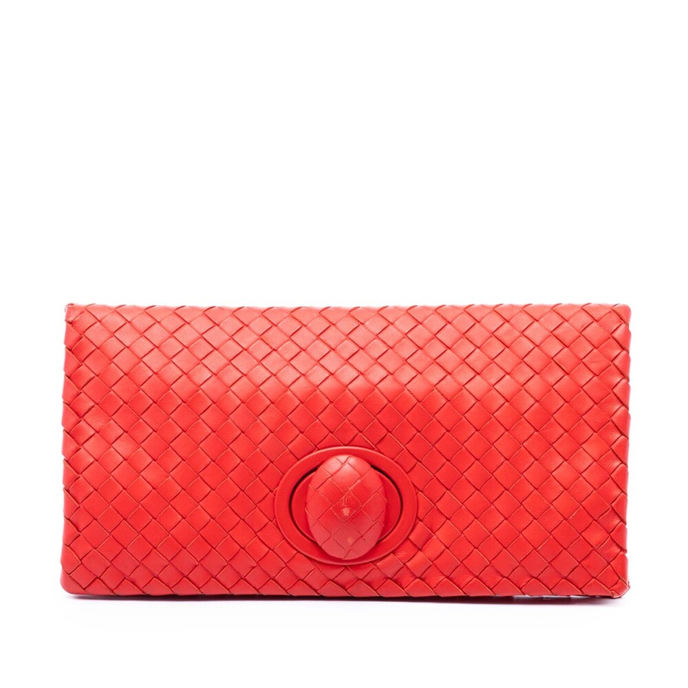 Pre-Loved Bottega Veneta Nappa Intrecciato Turn Lock Clutch